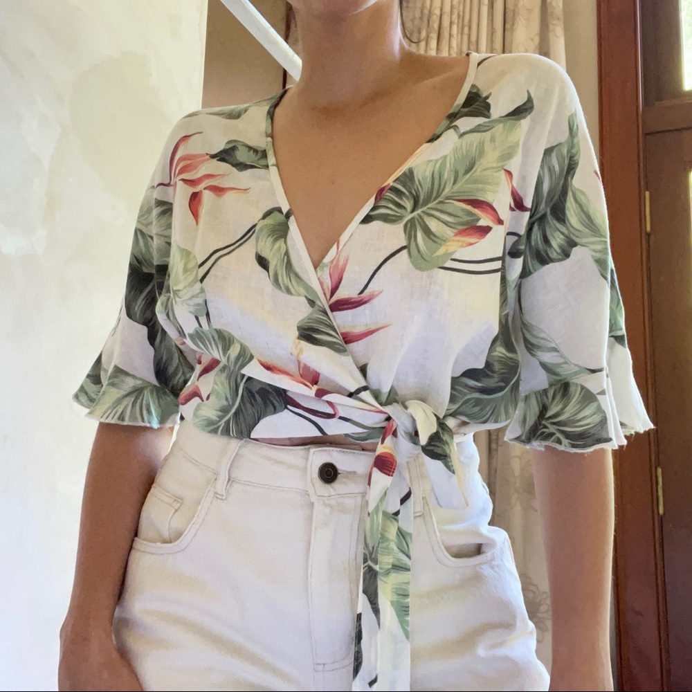 Rails Athena Ivory Birds Of Paradise Wrap Top